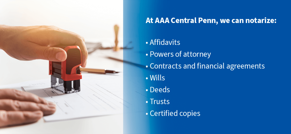 What Can AAA Central Penn Notarize?