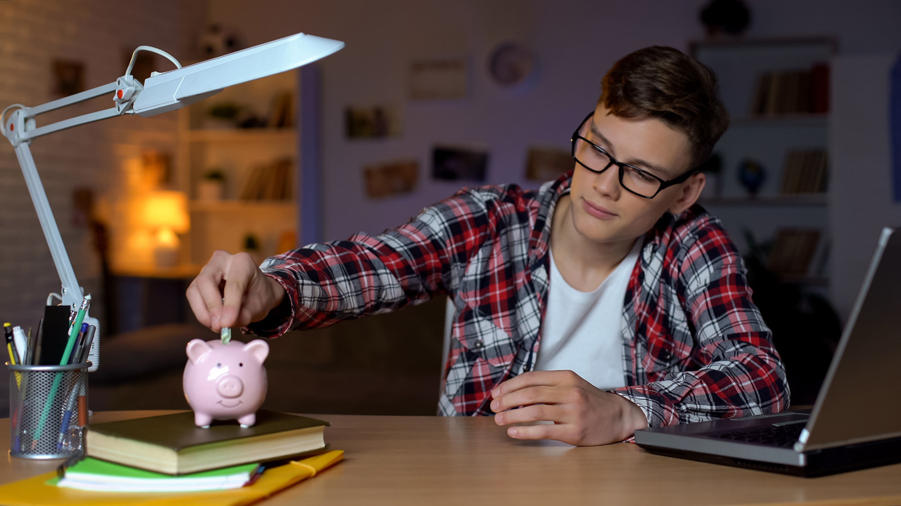 Financial - Boy saving computer