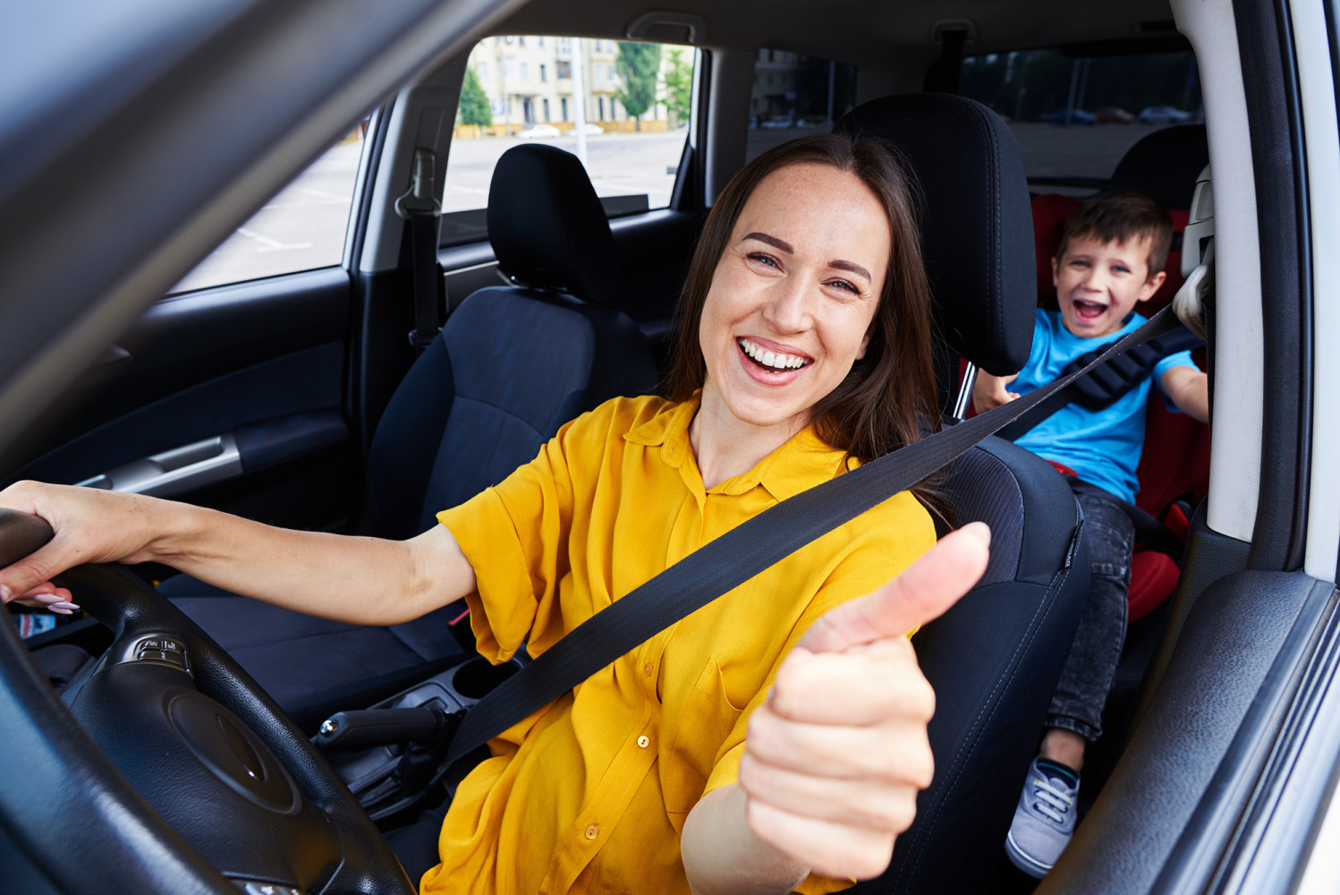 Driving - Mother son carseat