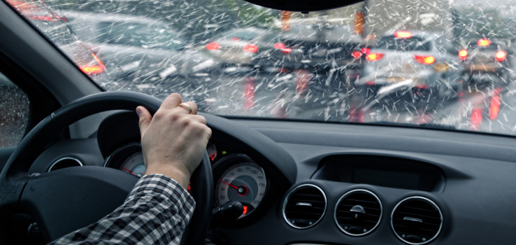 Driving Winter Traffic Jam Steering