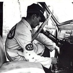 vintage photo man driving truck