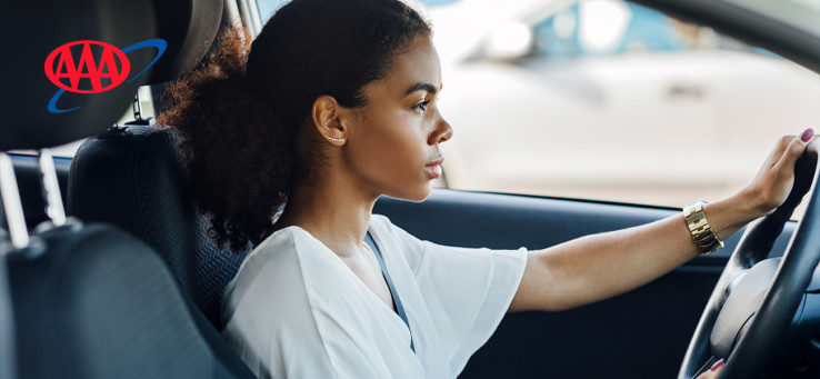 Woman driving her car