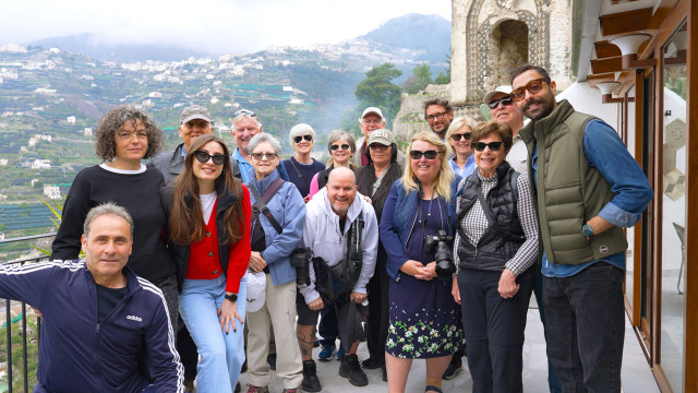 A group of people traveling together in Europe