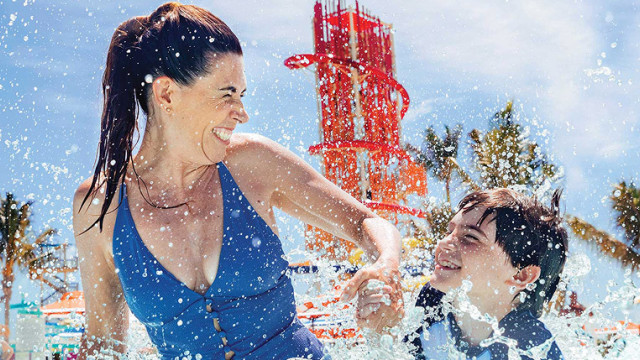 family at water park